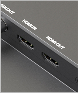 HDMI/ VGA/ ビデオ入力端子とHDMI出力端子搭載