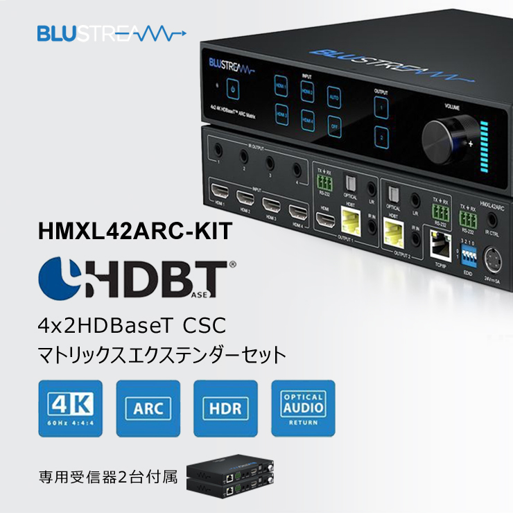 4x2 HDBaseT CSC マトリックスエクステンダーセット